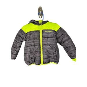 Weatherproof Boys Toddler Puffer Jacket Size 18M Grey Green Fleece Lined Winter